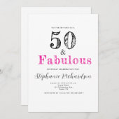 Fun Script Fifty and Fabulous 50th Birthday Party Einladung (Vorne/Hinten)