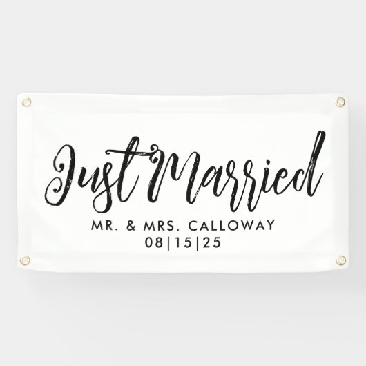 Fun Script Just Married Car Banner (Horizontal)