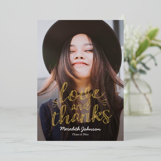 Fun Script Real Foil Abschluss Danke Karte (Stehend vorne)