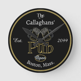 Fun Script Text Pub w Beers Wall Clock Runde Wanduhr