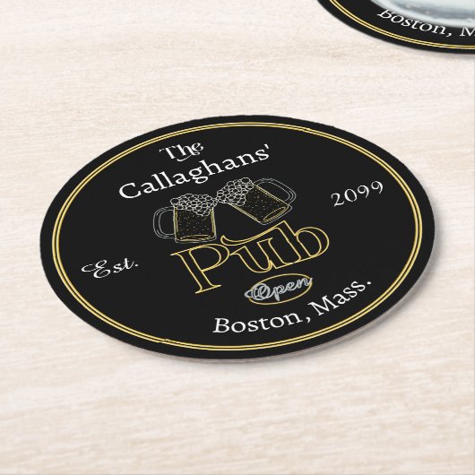 Fun Script Text Pub w Bers Drink Coasters Runder Pappuntersetzer (Angewinkelt)