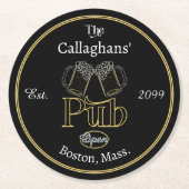 Fun Script Text Pub w Bers Drink Coasters Runder Pappuntersetzer (Vorderseite)