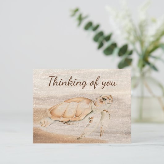 Fun Sea Turtle Süße Tier Kunst Denken Sie an Sie Postkarte (Stehend Vorderseite)