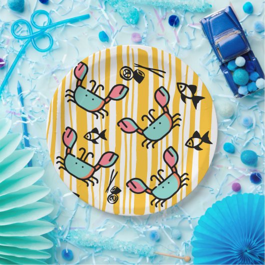 Fun Seafood Crab Fish Pappteller (Party)