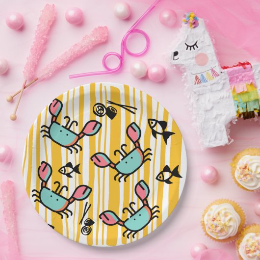 Fun Seafood Crab Fish Pappteller (Party)