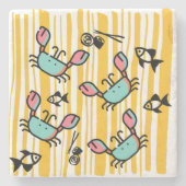 Fun Seafood Crab Fish  Steinuntersetzer (Vorderseite)