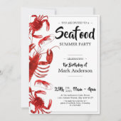 Fun Seafood Sommer Geburtstagsparty Einladung (Vorderseite)