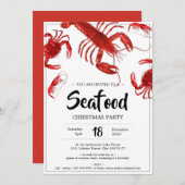 Fun Seafood Weihnachten Party Crab Hummer Einladung (Vorne/Hinten)