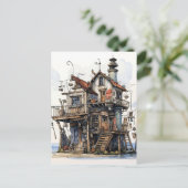 Fun Seaside Shack Art Postkarte (Stehend Vorderseite)