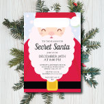 FUN Secret Santa Gift Exchange Party Einladung<br><div class="desc">Super niedliche Santa Claus Secret Santa Weihnachten Party Einladung mit einem Santa Bart mit rotem Anzug und einem schwarzen Gürtel mit goldenen Highlights. Einfach zu personalisieren mit Ihren Weihnachts-Party-Informationen im Urlaub. Zeitgenössische Einladung für Ihr Party zum Thema Santa-Geschenk-Austausch!</div>