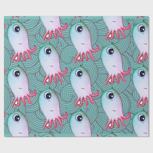 FUN SEE MONSTER JAPANESE WAVES Wrapping Paper Geschenkpapier (Flach)