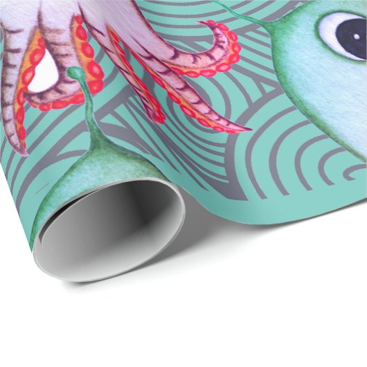 FUN SEE MONSTER JAPANESE WAVES Wrapping Paper Geschenkpapier (Rolleneckpunkt)