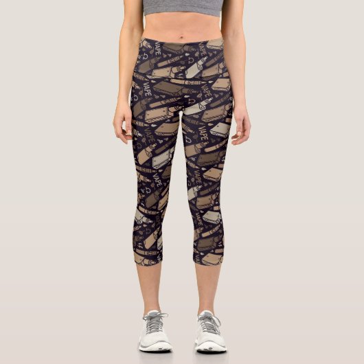 Fun Shades of Brown Vape Muster Capri Leggings (Vorderseite)