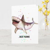 Fun SHARK illustriertes Geschenk Name Aquarell hin Karte (Gelbe Blume)