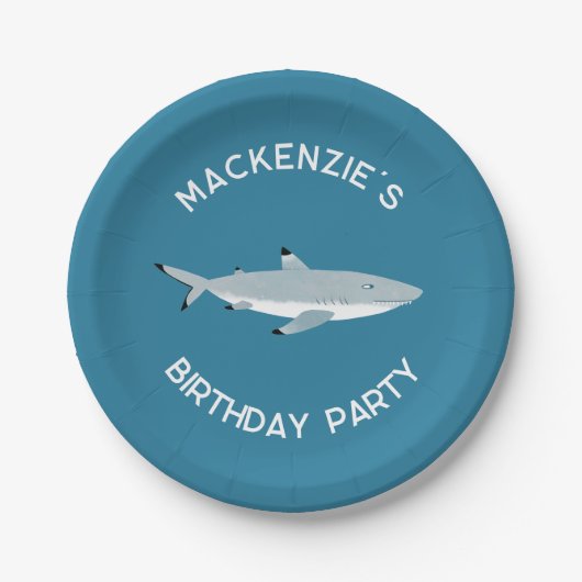 Fun Shark Underwater Birthday Party Pappteller (Vorderseite)