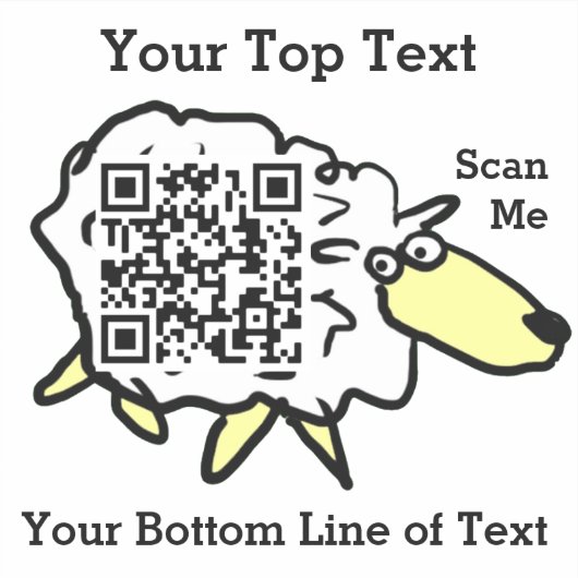 Fun Sheep, das Ihren QR-Code auf einem Aufkleber (Vorderseite)