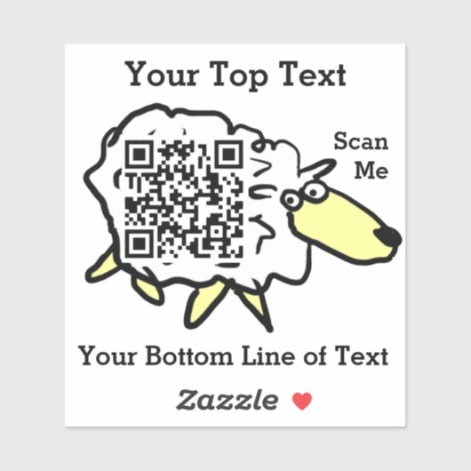 Fun Sheep, das Ihren QR-Code auf einem Aufkleber (Blatt)