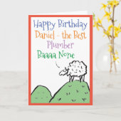 Fun Sheep Design Happy Birthday to a Plumber Karte (Gelbe Blume)