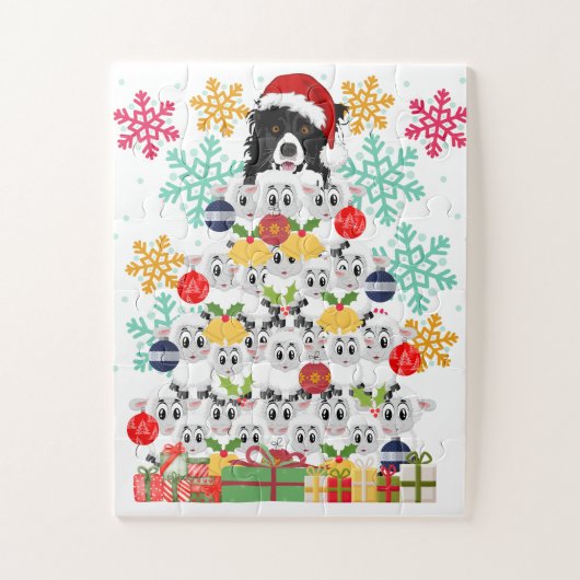 Fun Sheep Herding Weihnachtsbaum Puzzle (Vertikal)