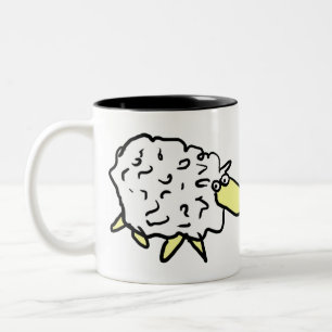 Fun Sheep Illustration auf einer Zweifarbige Tasse