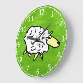 Fun Sheep Illustration Große Wanduhr (Winkel)