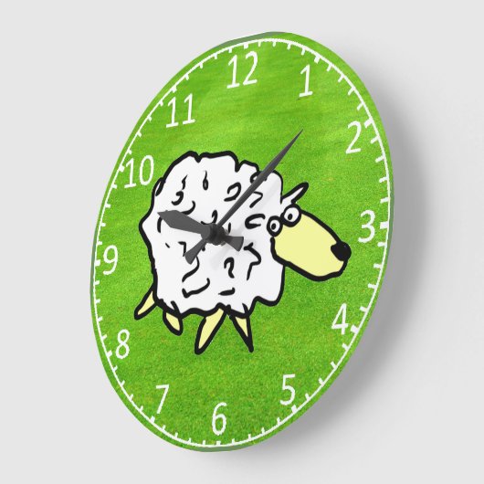 Fun Sheep Illustration Große Wanduhr (Winkel)
