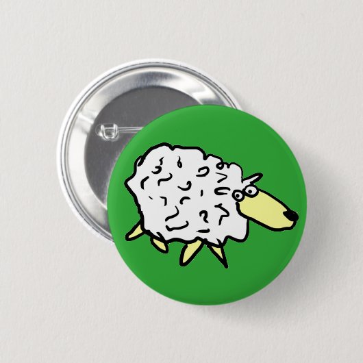 Fun Sheep im Stil eines Cartoon Button (Vorne & Hinten)