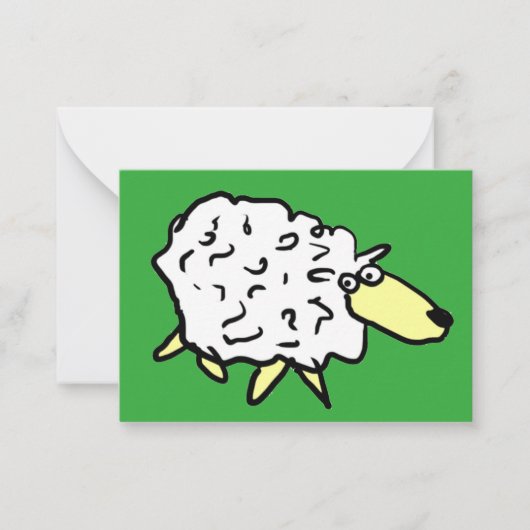 Fun Sheep im Stil eines Cartoon Mitteilungskarte (Vorderseite)