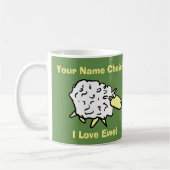 Fun Sheep mit Name auf einem Valentin Kaffeetasse (Links)