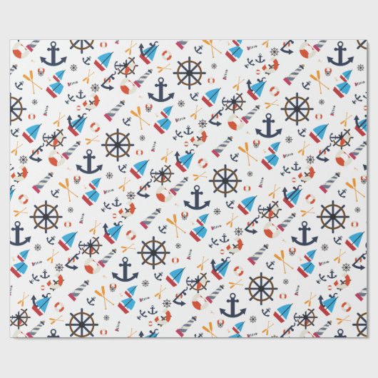 Fun Ship Ahoy Segeln Nautical Lighthouse Geschenk Geschenkpapier (Flach)