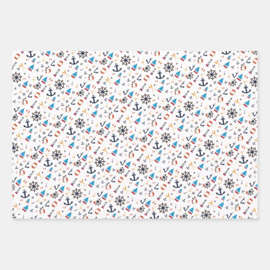 Fun Ship Ahoy Segelschiff Nautical Lighthouse Geschenkpapier Set (Vorderseite 3)