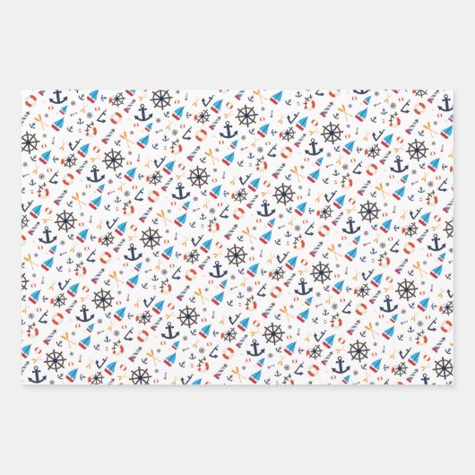 Fun Ship Ahoy Segelschiff Nautical Lighthouse Geschenkpapier Set (Vorderseite 2)