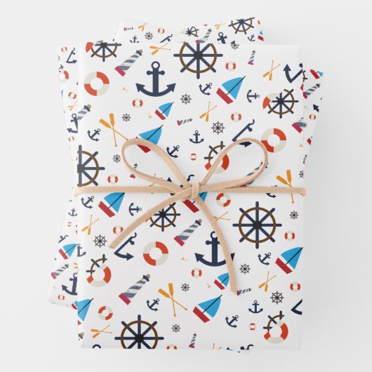 Fun Ship Ahoy Segelschiff Nautical Lighthouse Geschenkpapier Set (Beispiel)