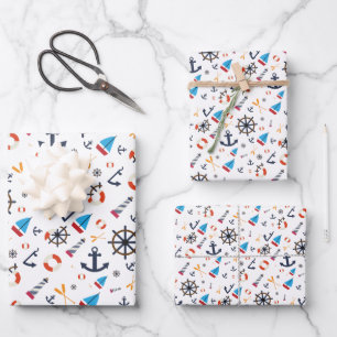 Fun Ship Ahoy Segelschiff Nautical Lighthouse Geschenkpapier Set