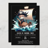 Fun Ship Pirate Geburtstag Einladung (Vorne/Hinten)