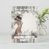Fun Showgirl personalisierten Junggeselinnen-Absch Einladung (Stehend Vorderseite)