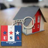 Fun Simple American Flag, Patriotic USA, Familienn Schlüsselanhänger