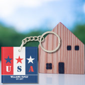 Fun Simple American Flag, Patriotic USA, Familienn Schlüsselanhänger
