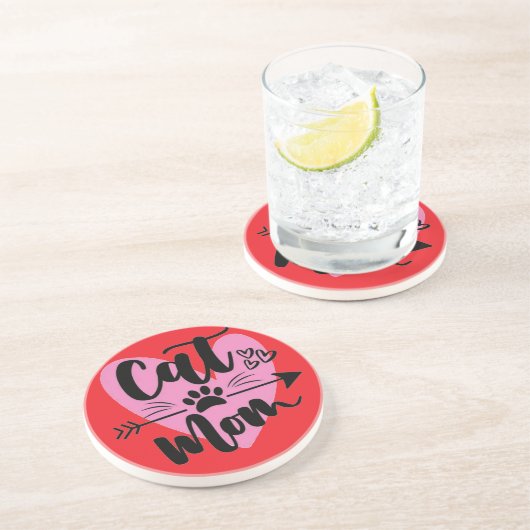 Fun & Simple Cat Mom Original Cute Design for Her Getränkeuntersetzer (Seite)