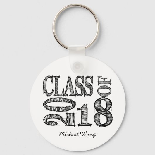 Fun & Simple Pen Sketch Class of 2018 Graduations Schlüsselanhänger (Vorderseite)