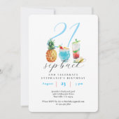Fun Sip Back Cocktails 21. Geburtstag Party Einladung (Vorderseite)