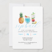 Fun Sip Back Cocktails Geburtstagsparty Einladung (Vorderseite)