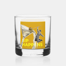 Fun "Sip Happens" cocktail glass