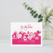 Fun Sister Pink Herz Valentine Postkarte (Stehend Vorderseite)