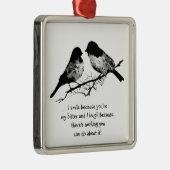 Fun Sister Quote mit Niedlichem Vogel-Spaß Silbernes Ornament (Rechts)