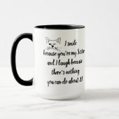 Fun Sister Sprichwort Zitat Niedlich Winking Cat Tasse (Links)