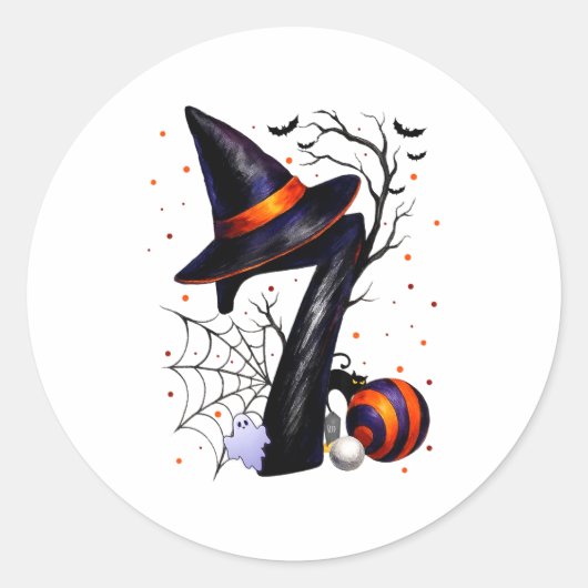 Fun Six Seven 6 7 Meme Design Couples Halloween Runder Aufkleber (Vorderseite)