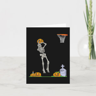 Fun Skeleton Basketball Halloween Pumpkin Karte