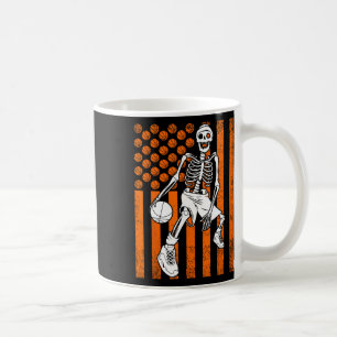 Fun Skeleton Bysketbyll Player US sa American Flag Kaffeetasse