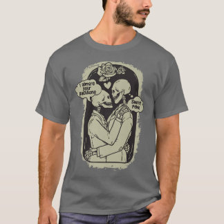 Fun Skeleton Embrace Mutual Admiration Design  T-Shirt